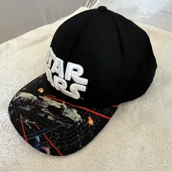 Lucasfilm's "Star Wars" Adjustable Black Cap with Star Graphics on Brim - Picture 6 of 16
